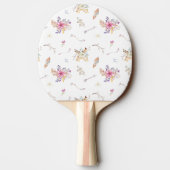 ボヘミアスタイルの花と矢印 卓球ラケット (裏面)