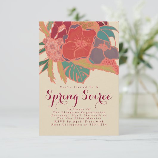 ボヘミアスタイルパーティー招待 – フローラヴィンテージ 招待状 (スタンド正面)