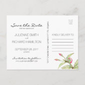 ボヘミアスタイルフローラ結婚式の日付を保存 案内ポストカード (裏面)