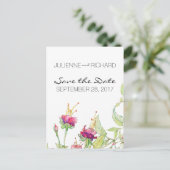 ボヘミアスタイルフローラ結婚式の日付を保存 案内ポストカード (スタンド正面)