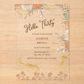 ボヘミアスタイル30th誕生日パーティー アクリル招待状 (正面)