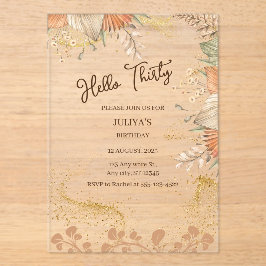 ボヘミアスタイル30th誕生日パーティー アクリル招待状