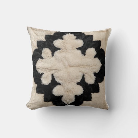 ボヘミアチャーム：白黒キリム枕 クッション (正面)