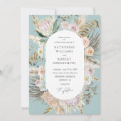 ボヘミアティール(緑がかった色)エレガントフローラ結婚式招待状 招待状 (正面)