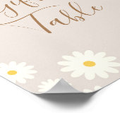 ボヘミアデイジーフローラベビーシャワーギフトテーブルサイン ポスター (角)
