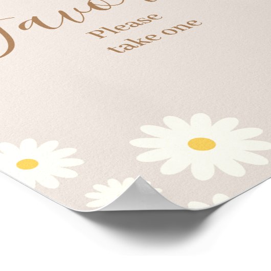 ボヘミアデイジーフローラベビーシャワー好意サイン ポスター (角)