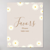 ボヘミアデイジーフローラベビーシャワー好意サイン ポスター (正面)