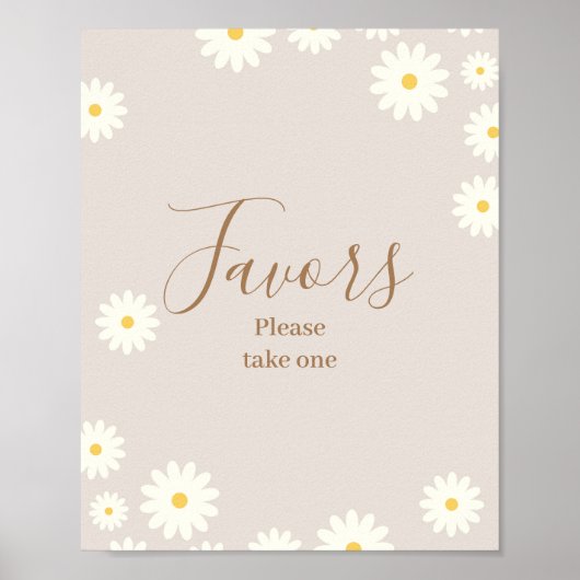 ボヘミアデイジーフローラベビーシャワー好意サイン ポスター (正面)