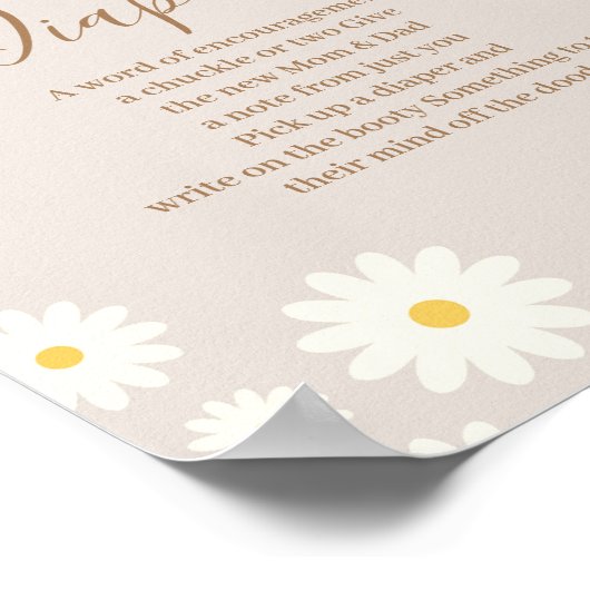 ボヘミアデイジーフローラベビー深夜おむつサイン ポスター (角)