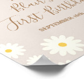 ボヘミアデイジーフローラ誕生日ウェルカムサイン ポスター (角)