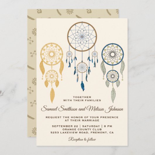 ボヘミアドリームキャッチャー部族結婚式招待状 招待状 (正面/裏面)