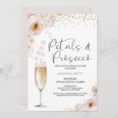ボヘミアバラ花びら花びらプロセッコブライダルシャワー 招待状 (正面/裏面)