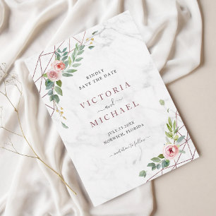 ボヘミアバラ金ゴールド水彩フローラピンク結婚ズ セーブザデート