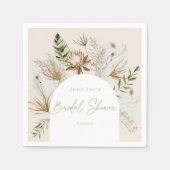 ボヘミアビーチパンパスグラスブライダルシャワー スタンダードカクテルナプキン (正面)