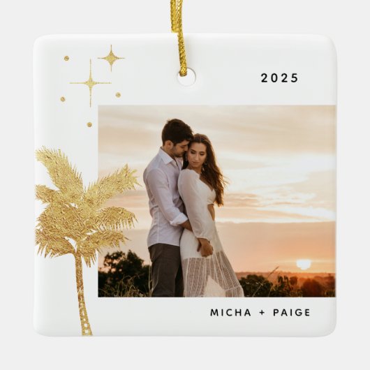 ボヘミアビーチパームツリーフォトセラミックオーナメント セラミックオーナメント (正面)