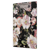 ボヘミアフランスの国のシックなブラックフローラ クリップボード (左)