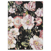 ボヘミアフランスの国のシックなブラックフローラ クリップボード (裏面)