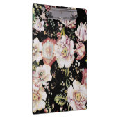 ボヘミアフランスの国のシックなブラックフローラ クリップボード (右)