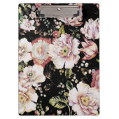 ボヘミアフランスの国のシックなブラックフローラ クリップボード (正面)