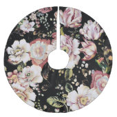 ボヘミアフランスの国のシックなブラックフローラ ブラッシュドポリエステルツリースカート (正面)