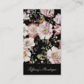 ボヘミアフランスの国のシックなブラックフローラ 名刺 (正面)