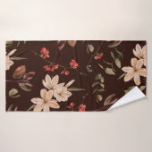 ボヘミアフローラシームレスパターンとダークブラウンb バスタオル (バスタオル)