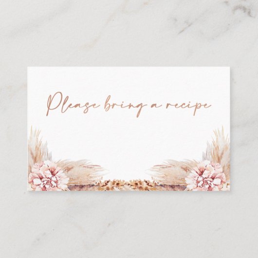 ボヘミアフローラブライダルシャワーレシピカードリクエスト 名刺 (裏面)