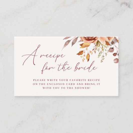 ボヘミアフローラブライダルシャワーレシピ要求 エンクロージャーカード (正面)