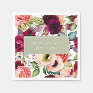 ボヘミアフローラプリント紙ナプキンス スタンダードカクテルナプキン