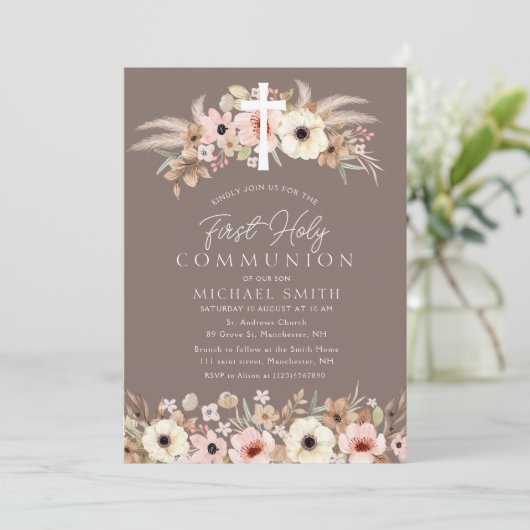 ボヘミアフローラモダン最初の聖餐会 招待状 (スタンド正面)