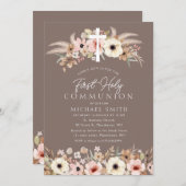 ボヘミアフローラモダン最初の聖餐会 招待状 (正面/裏面)