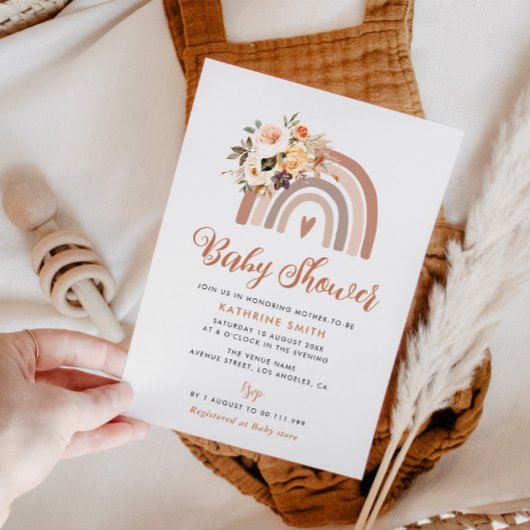 ボヘミアフローラレインボーベイビーシャワー招待 招待状