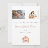 ボヘミアフローラレインボー写真誕生のお知らせ 招待状 (裏面)