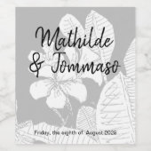 ボヘミアフローラ白黒透かし ワインラベル (シングルラベル)