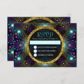 ボヘミアプリンセスかわいらしバルミツワーRSVPカード 招待状 (正面/裏面)