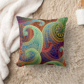 ボヘミアペイズリー時代のパターン クッション (ブランケット)