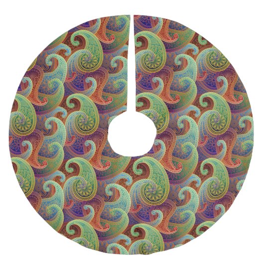 ボヘミアペイズリー時代のパターン ブラッシュドポリエステルツリースカート (正面)