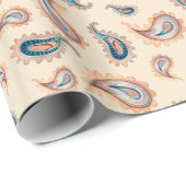 ボヘミアペイズリー：手書き水彩模様 ラッピングペーパー (ロールコーナー)