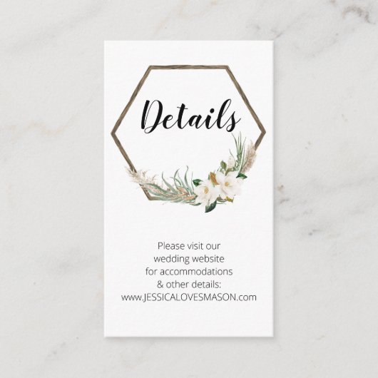 ボヘミアリース結婚のウェブサイト挿入カード エンクロージャーカード (正面)