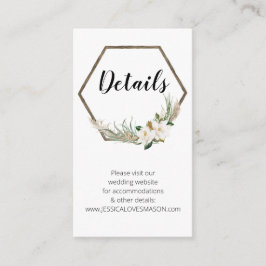 ボヘミアリース結婚のウェブサイト挿入カード エンクロージャーカード