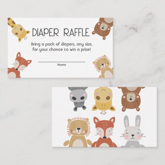 ボヘミアンおむつラッフルベビーシャワーインサート エンクロージャーカード (正面/裏面)