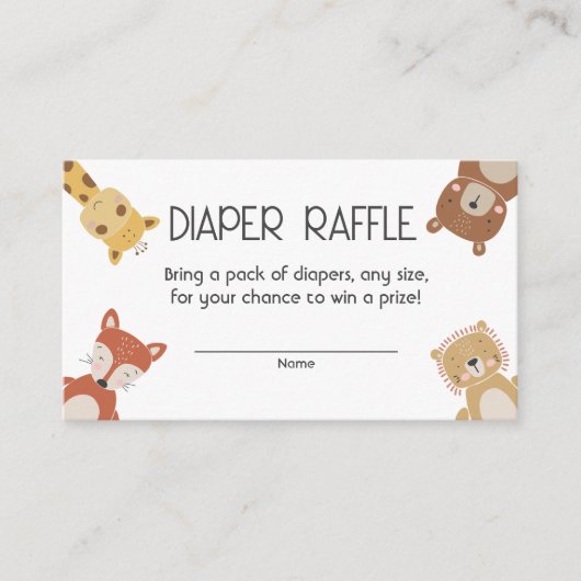 ボヘミアンおむつラッフルベビーシャワーインサート エンクロージャーカード (正面)