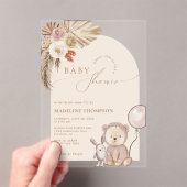 ボヘミアンお洒落スクリプトベアーパンパスベビーシャワー アクリル招待状 (インサイチュ (ポータブル))