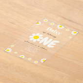 ボヘミアンかわいい花モダンデイジー1st誕生日 アクリル招待状 (レイダウン)