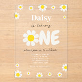 ボヘミアンかわいい花モダンデイジー1st誕生日 アクリル招待状 (正面)