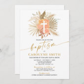 ボヘミアンとパンパスグラスバプテスマ招待状 招待状 (正面/裏面)