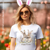 ボヘミアンなうさぎとカスタムメッセージの女性用 Tシャツ