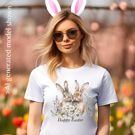 ボヘミアンなうさぎとカスタムメッセージの女性用 Tシャツ