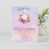 ボヘミアンなカボチャの魔女の帽子 ハロウィンパーティー 招待状 (スタンド正面)
