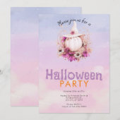 ボヘミアンなカボチャの魔女の帽子 ハロウィンパーティー 招待状 (正面/裏面)